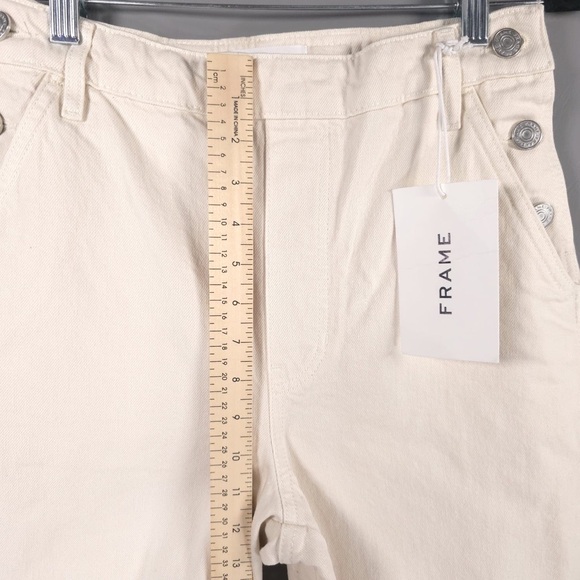 NWT FRAME Button Detail Crop Trousers Twill Pants Wide Leg 100% Cotton Size 24 - Picture 7 of 15